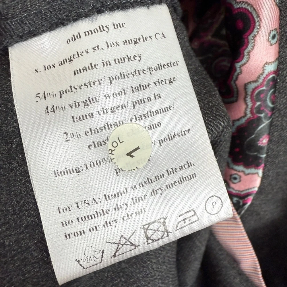 Odd Molly (Anthropologie) Ruffled Blazer M Whimsical Coquette Feminine Lace Gray